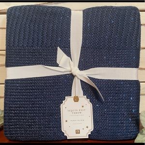 Pottery Barn NWT navy sequin throw